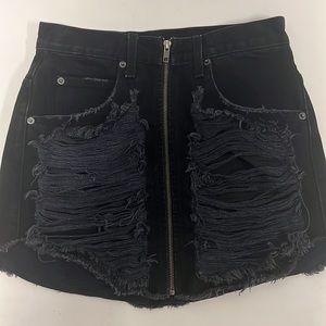 CARMAR DESTROYED DENIM MINI SKIRT
